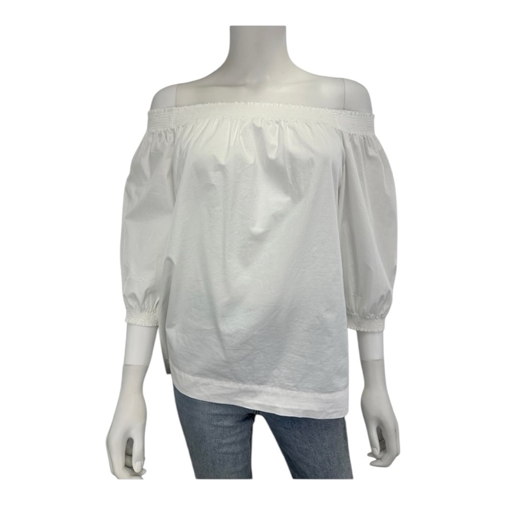 Trina Turk Womens Off the Shoulder Ruffled‎ Top Blouse White Small NWT